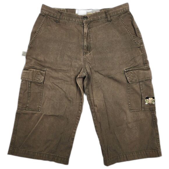 Buggirl RARE Y2K Rave 90s Long Cargo Gray Shorts Size 9 - Picture 1 of 6
